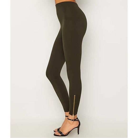 Spanx Green Zipper Ankle Detailing High Waist Seamless Leggings Contemporary - Picture 2 of 16